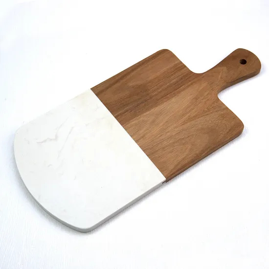 White Marble and Acacia Wood Cutting and Chopping Board for Cheese and Charcuterie