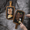 Acacia Wood Serving Platter with Black Slate Inlay and Handle