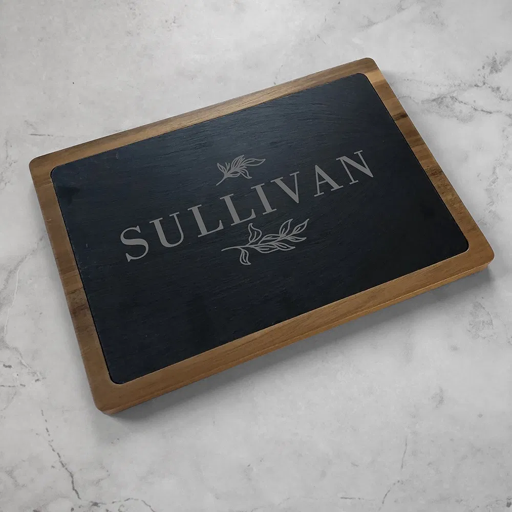 Personalized Engraved Slate Wooden Cheese Board