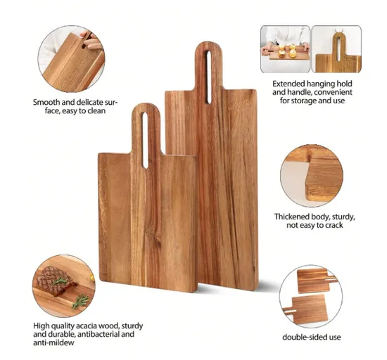 Wholesale Wood Cutting Board Set of 2 with Handle