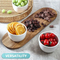 Acacia Wooden Tray with 3 White Ceramic Soup Bowls in a Chip and DIP Set