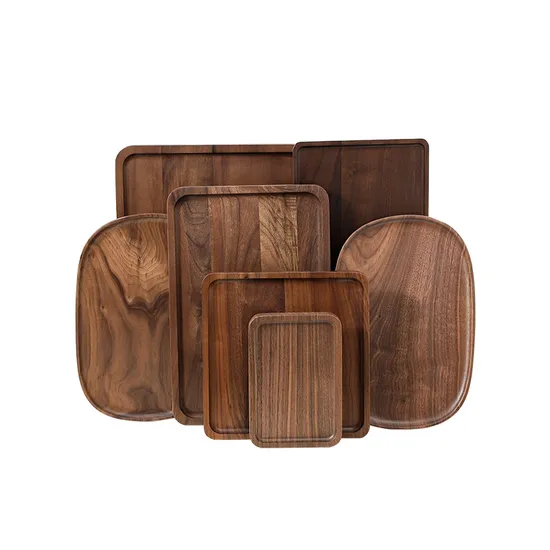 Custom Rectangular Round and Square Black Walnut Wooden Serving Tray / Dinner Plate