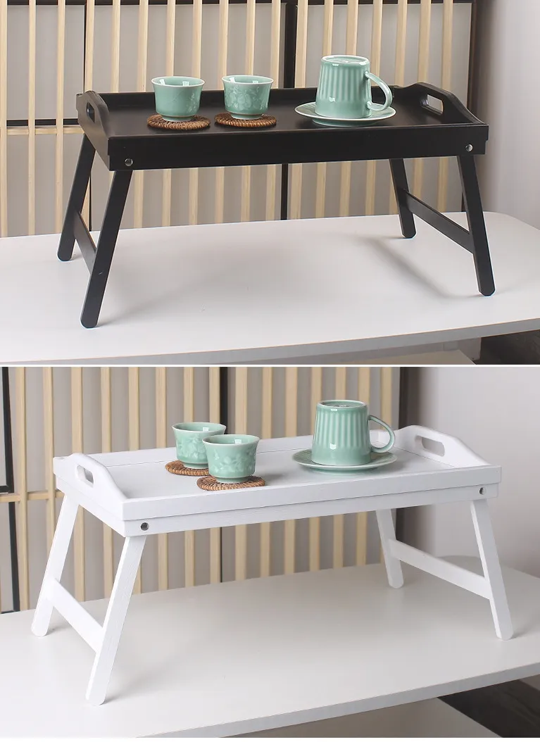 100% Natural Bamboo Bed Tray Table with Foldable Legs