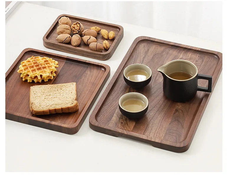 Rectangle Black Walnut Wooden Serving Tray / Plate for Coffee / Tea / Fruit / Snack