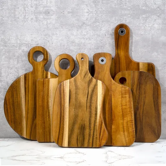 Natural Small Acacia Wood Serving Board with Handle