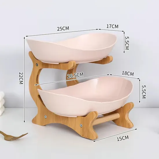 2 - Tier Ceramic Kitchen Counter Fruit Basket for Bread, Vegetable Storage & Fruit Display