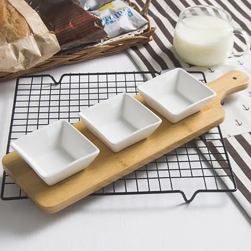 Sauce Dish Seasoning Dish with Bamboo Serving Tray for Restaurant