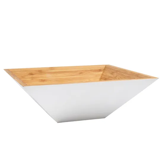 Large Square Bamboo Salad Bowl Fruit Bowl with Color Painting