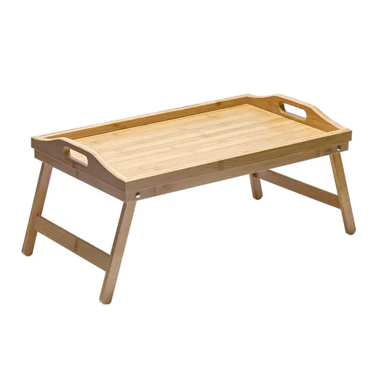 100% Natural Bamboo Bed Tray Table with Foldable Legs
