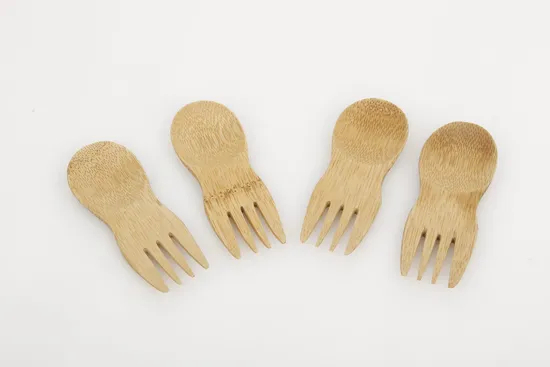 Natural Reusable Mini Bamboo Stubby Spork Set for Camping