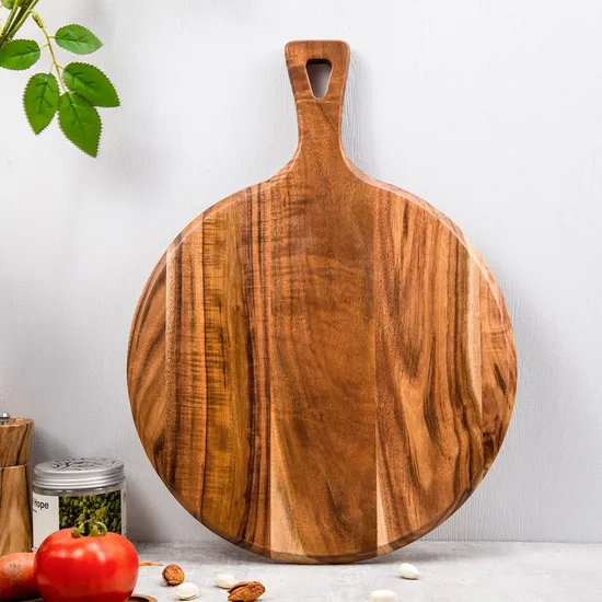 Most Popular Kitchenware Custom Solid Wood Chopping Board with Handle