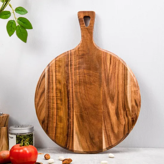 Most Popular Kitchenware Custom Solid Wood Chopping Board with Handle