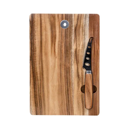 Rectangle Acacia Wood Cutting Board with Knife Set