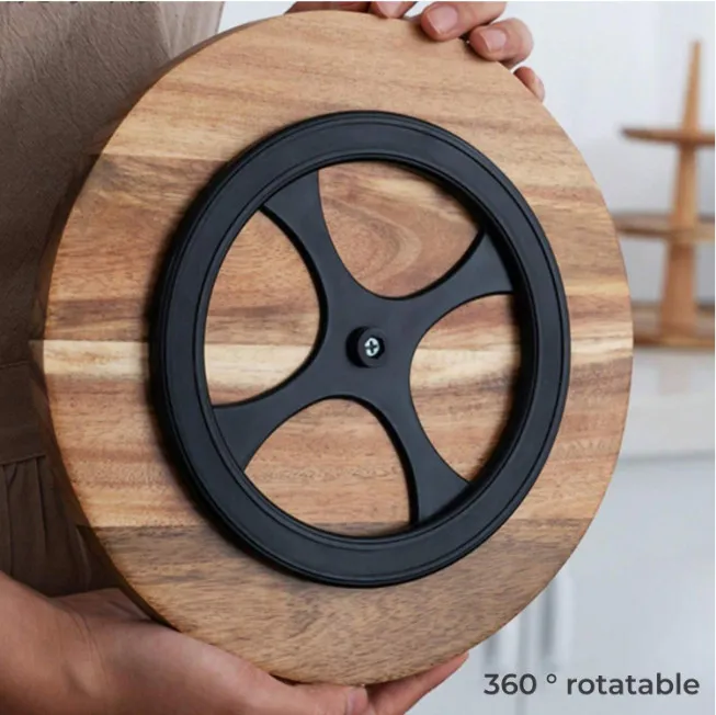 Turntable Acacia Wood Serving Plate Set Lazy Susan for Food