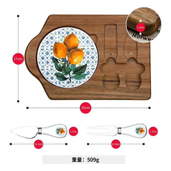 Wooden Charcuterie and Cheese Serving Boards with Marble Plate and Knife Set