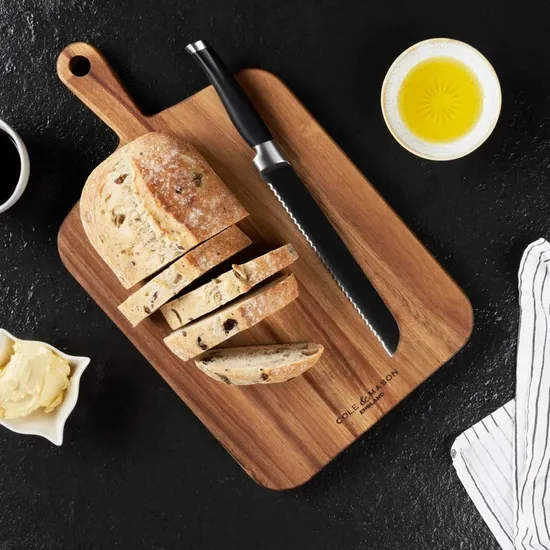 Custom Engraved Logo Large Wood Cutting Board with Leather Rope