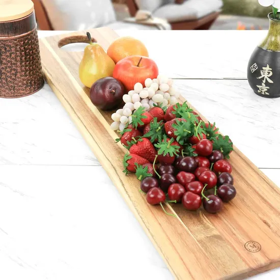 Long Wood Serving Tray Charcuterie Board with Hanging Hole