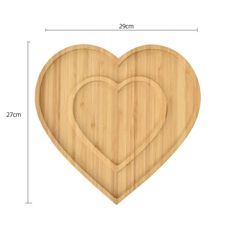 Heart Shape Bamboo Plate for Snacks