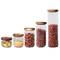 Glass Storage Jars with Wood Lid Food Storage Containers