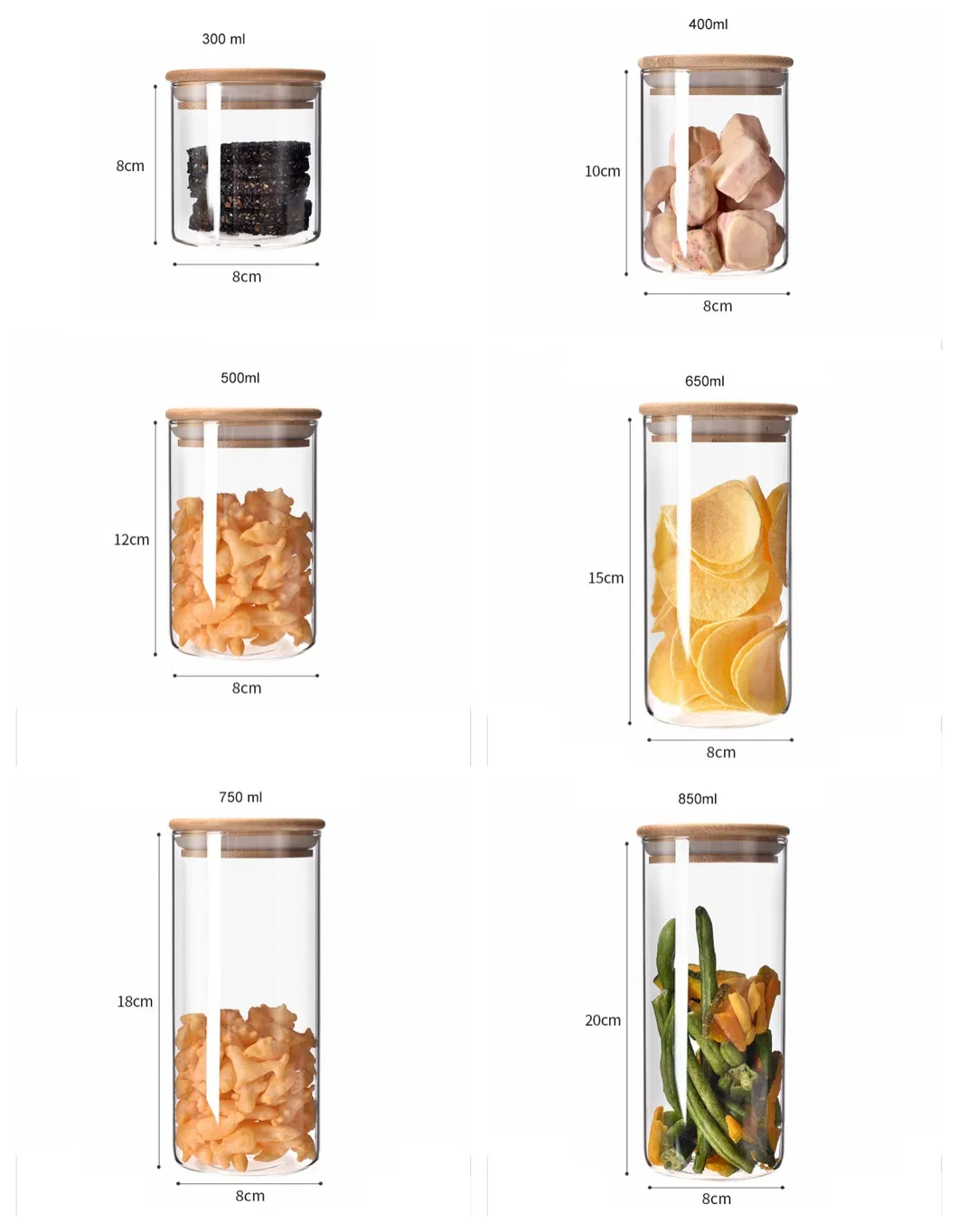 Wholesale High Borosilicate Glass Food Storage Jar with Bamboo Lid