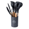 12- PCS Set Silicone Kitchen Accessories Cooking Tools Kitchen Utensils with Wooden Handles