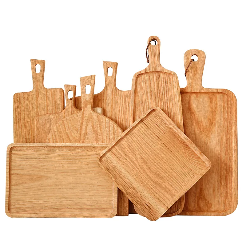 Large Paddle Shape Oak Wood Cutting Board Chopping Board with Hanging Hole