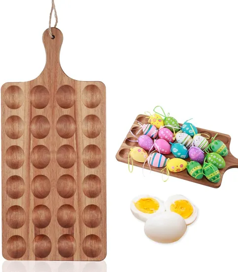 Thickened Rectangle Filled Egg Plate Egg Tray Egg Display Platter for 24 Fresh Eggs