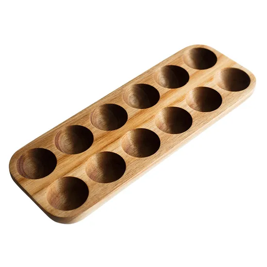 Handmade Eco-Friendly Premium Acacia Wood Egg Tray for 12 Fresh Eggs