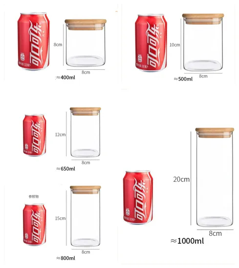Clear Glass Food Storage Containers Glass Jars with Airtight Bamboo Lid