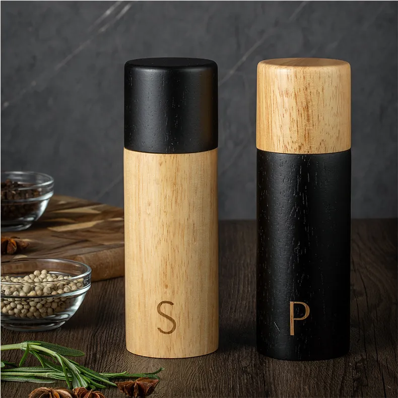 6-Inch Rubber Wood Manual Pepper Mill Spice Grinder