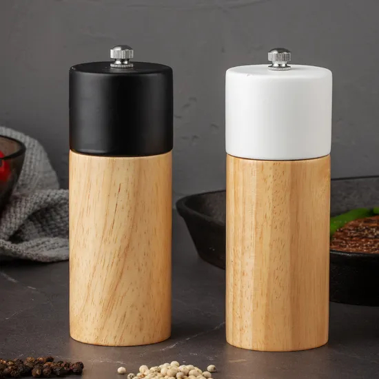 6-Inch Rubber Wood Manual Pepper Mill Spice Grinder