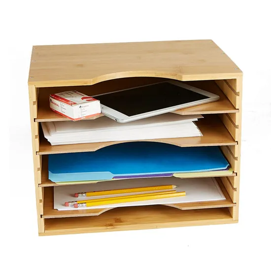 3 Tier Bamboo Desk Organizer Letter Tray Paper Organizer Desk File Organizer for Home Office