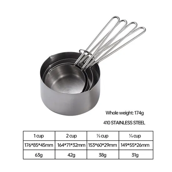 Stainless Steel Liquid and Dry Powder Measuring Scoop Set for Kitchen