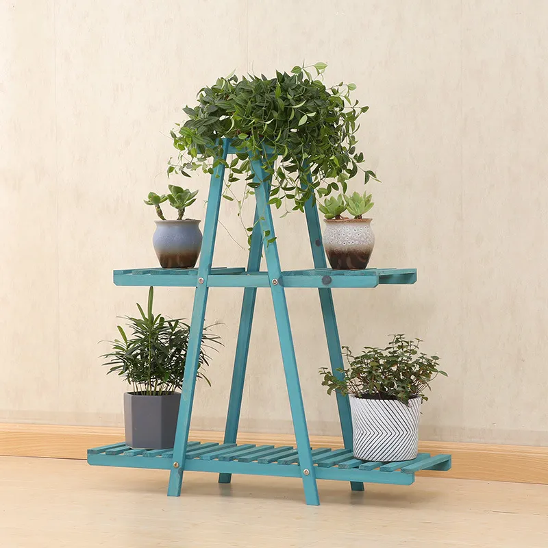 3-Layer Multi-Function Wooden Flower Rack Plant Stand Flower Shelf for Indoor Outdoor Display