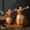 Hand-Cranked Acacia Wood Pepper and Salt Grinder Vase with Tray