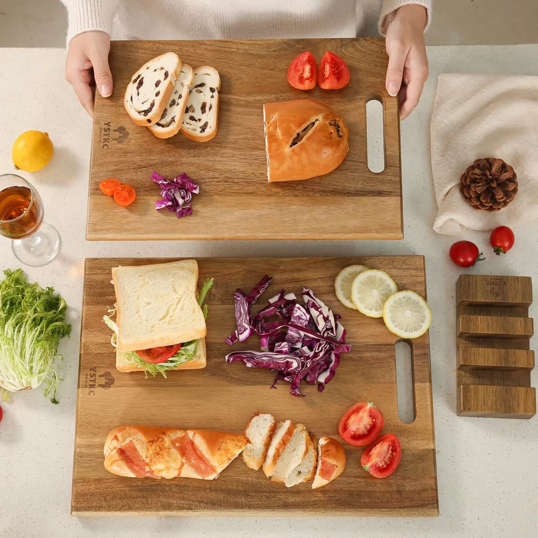 Hot Selling Acacia Wood Cutting Board Set of 3 with Holder