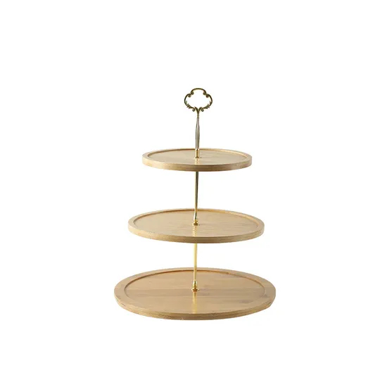 Removable 3-Tier Bamboo Cake Stand with Non-Slip Base for Professional Pastry Display