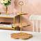 3 Tier Modern Bamboo Cake Plate Display Stand with Metal Handle