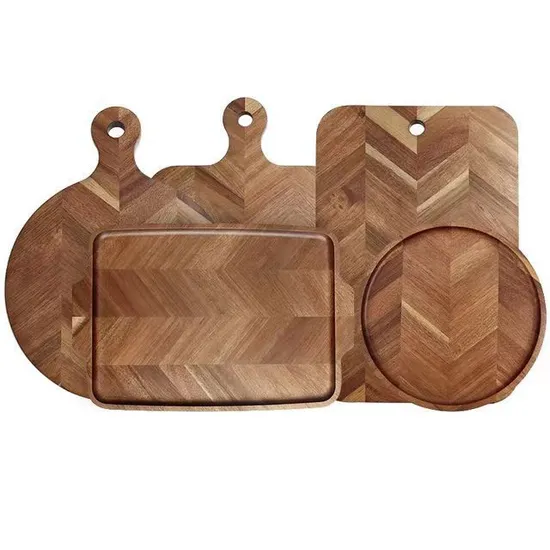 Herringbone Design Acacia Wood Cutting and Serving Board