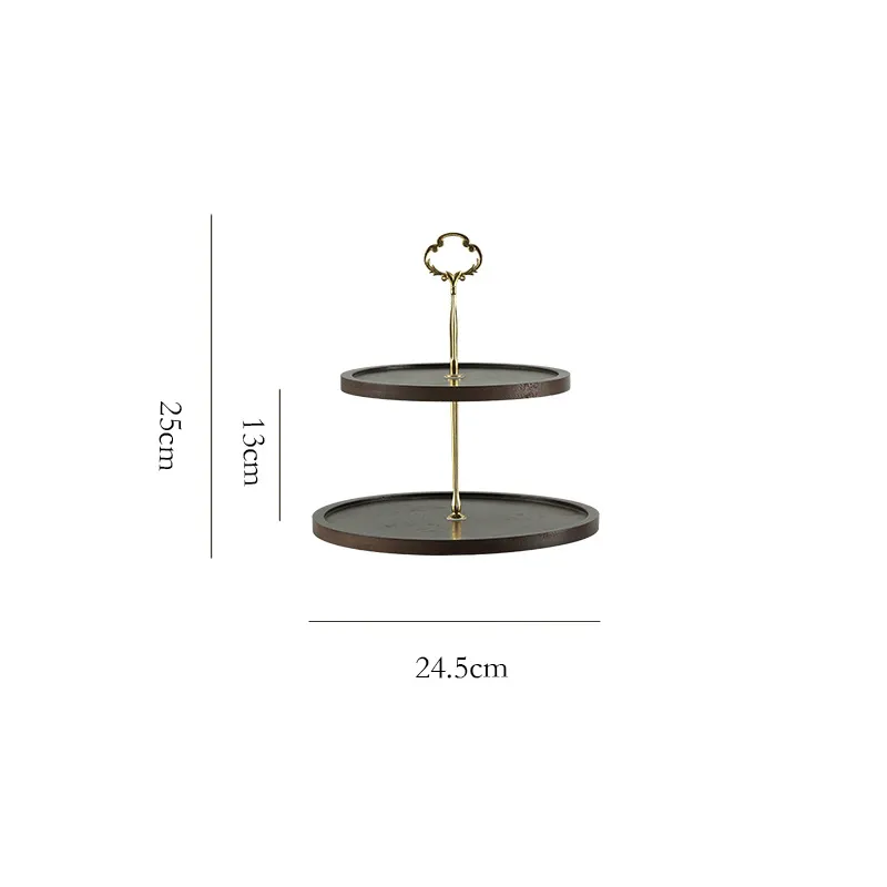 Black Color Rustic Style 3 Tier Bamboo Cake Stand with Metal Handle