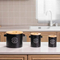 Bamboo Lid Round Metal Food Canister Set Storage Container Set with Handle