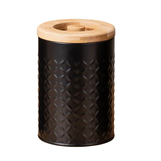 Black Metal Canisters Sets for Coffee Tea Sugar Storage