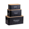Metal Potato Onion Garlic Storage Box Set of 3 with Bamboo Lid and Handle