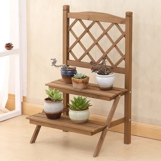 Stepped Flower Stand Vintage Plant Stand Wooden Flower Pot Holder for Garden