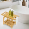 Two Layers Multifunctional Bamboo Bathroom Shower Stool Wooden Shoe-Changing Stool with Towel Hange
