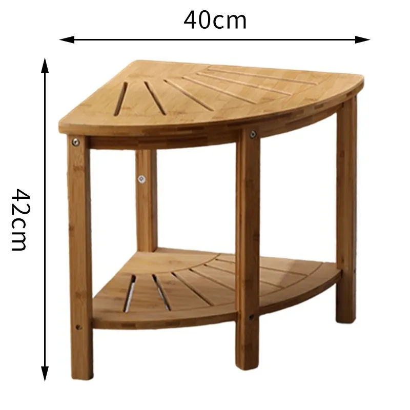 Fan-Shaped Wood Corner Storage Stool Bamboo Bathroom Corner Stool Bath Stool