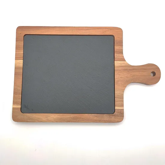 Customized Acacia Wood and Slate Cheese Board Serving Trays for Cake / Steak / Dessert