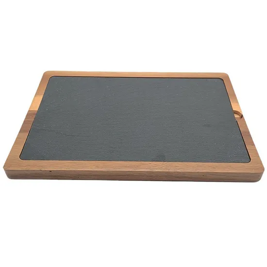 Rectangle Acacia Wood Serving Plate Slate Serving Board for Meat, Desserts, Cheese
