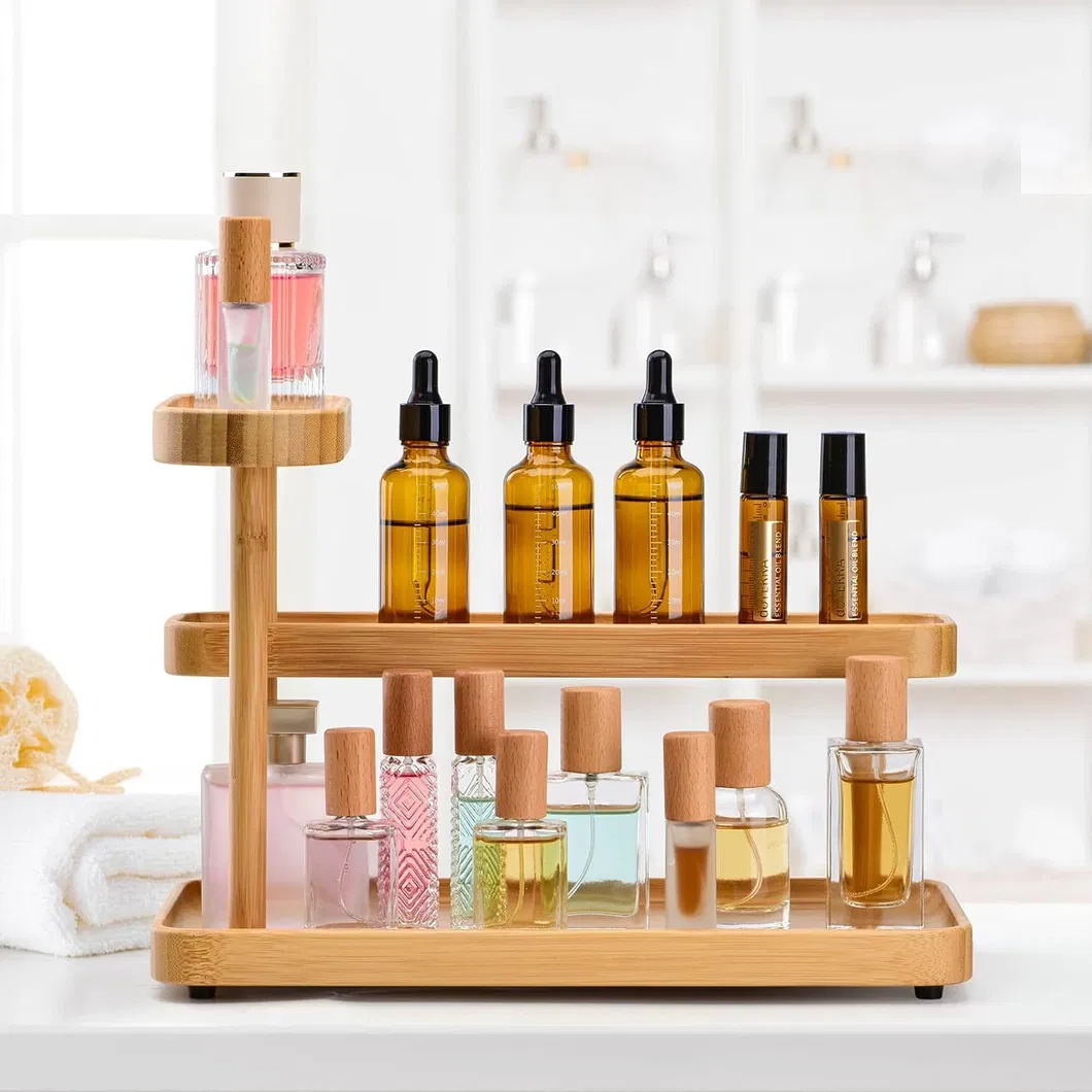 Wooden Desktop Storage Rack Bamboo Desk Organizer for Cosmetics