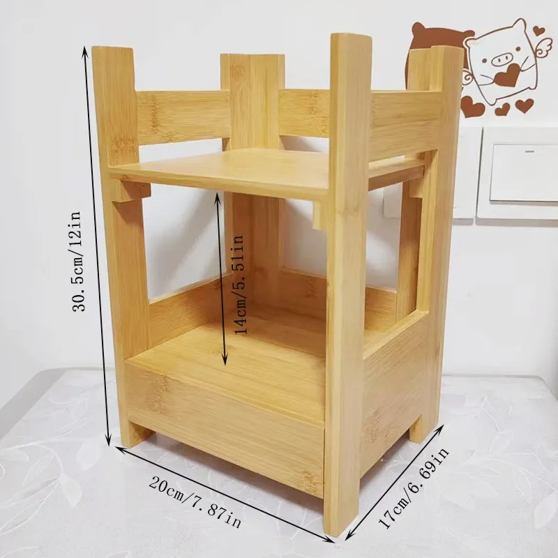 Double-Layer Bamboo Storage Rack Storage Organizer Shelf for Cosmetics / Jewelry